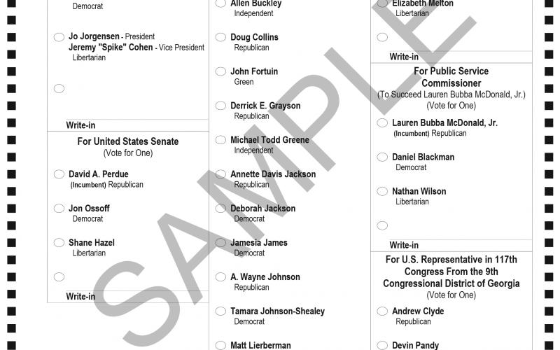 Runoff Election Ballot Sample / Dade County Ga Opinion